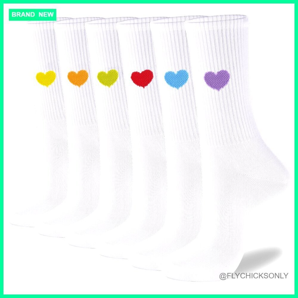 Women's Thin Cotton Crew Socks 6-Pack Athletic Casual Dress Socks